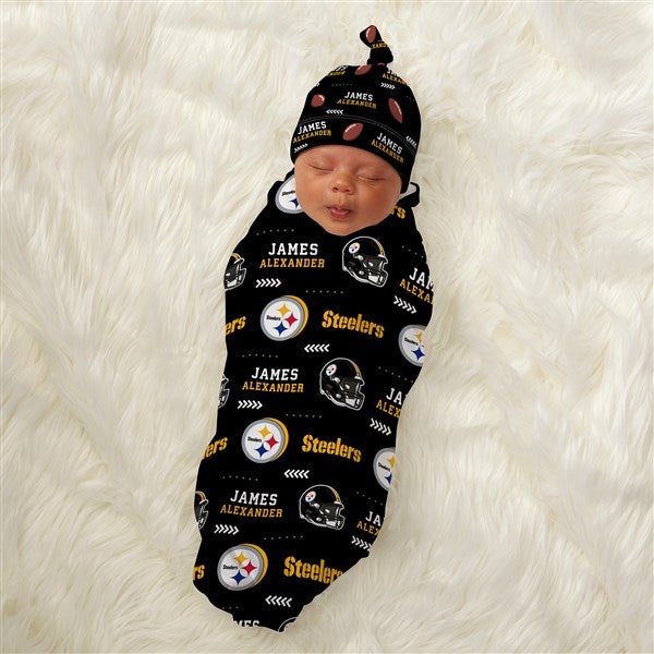 NFL Pittsburgh Steelers Personalized Baby Hat & Receiving Blanket Set  - 49127