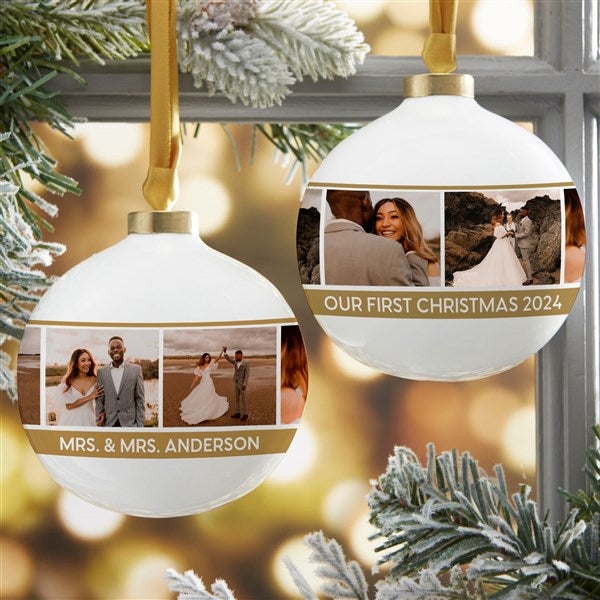 Wedding Photo Collage Personalized Ball Ornament - 49133