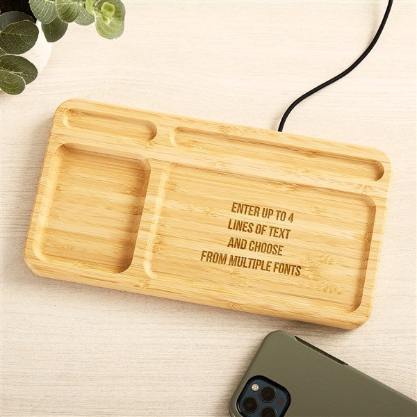 Write Your Own Engraved Bamboo Charging Valet Tray - 49162