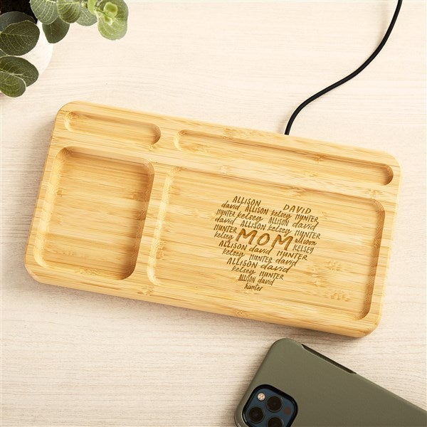 Grateful Heart Engraved Bamboo Charging Valet Tray - 49166