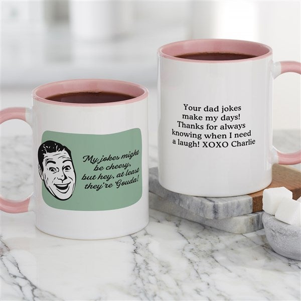 Retro Cheesy Dad Jokes Personalized Coffee Mugs - 49205