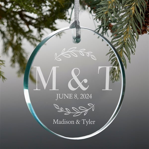 Their Initials Personalized Glass Ornament - 49237