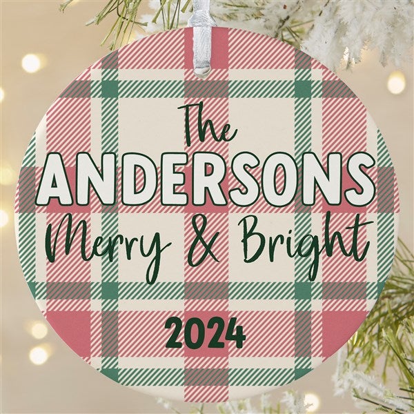 Festive Plaid Personalized Ornament - 49259