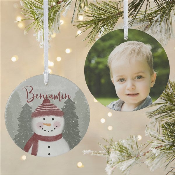 Watercolor Snowman Personalized Ornament - 49261