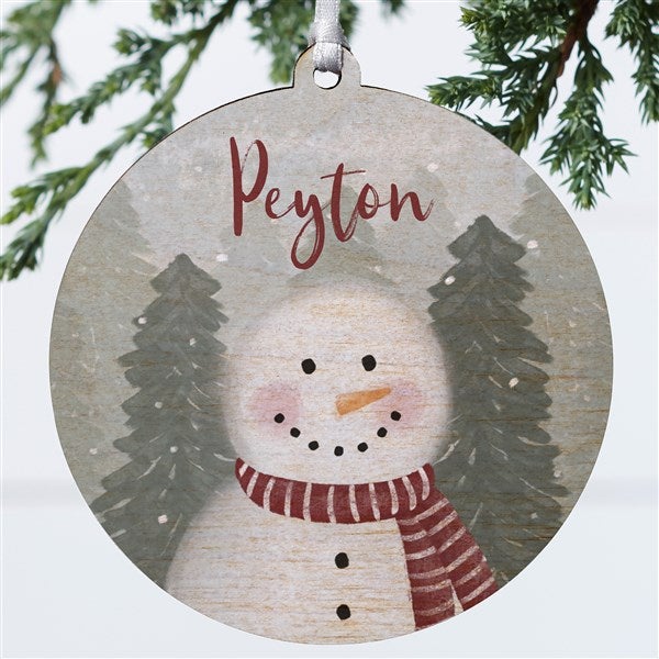 Watercolor Snowman Personalized Ornament - 49261