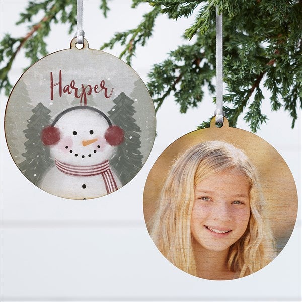 Watercolor Snowman Personalized Ornament - 49261