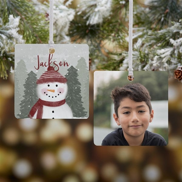 Watercolor Snowman Personalized Ornament - 49261