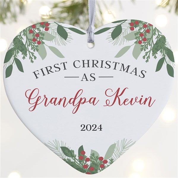 1st Christmas As Grandparents Personalized Heart Ornament - 49278