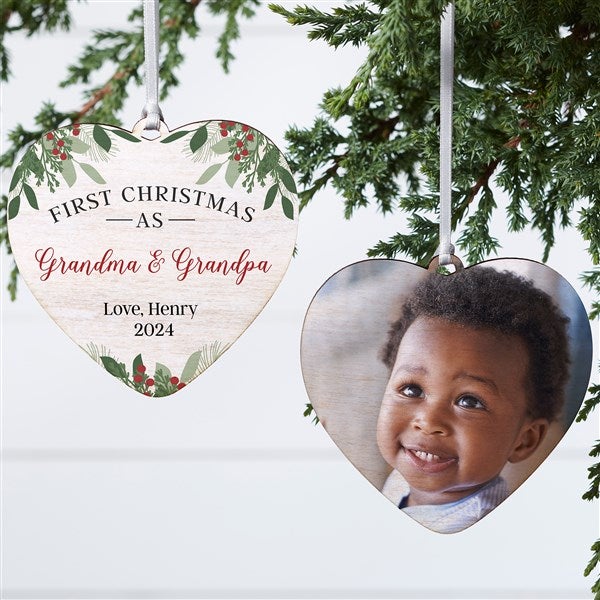 1st Christmas As Grandparents Personalized Heart Ornament - 49278