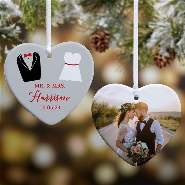 Dressed For Love Personalized Wedding Heart Ornament - 49281