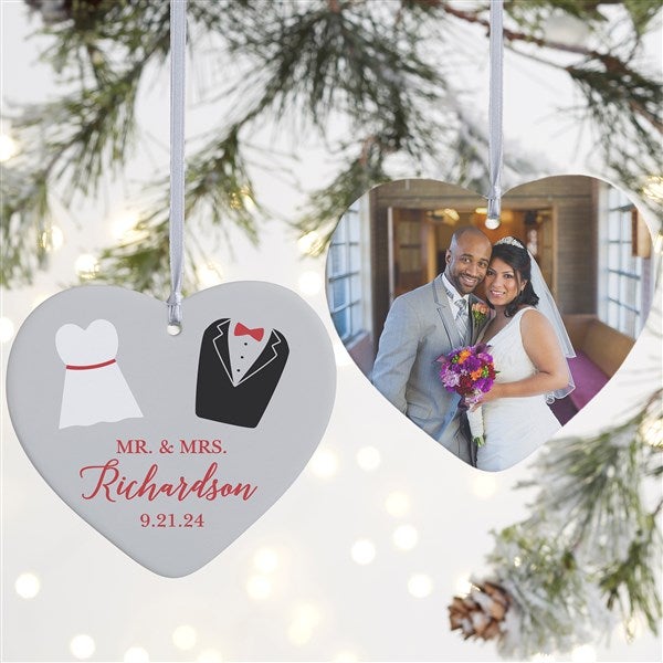 Dressed For Love Personalized Wedding Heart Ornament - 49281