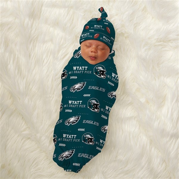 Philadelphia Eagles Personalized NFL Baby Hat Receiving Blanket Set