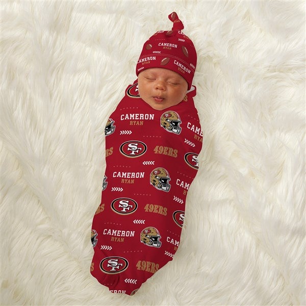 NFL San Francisco 49ers Personalized Baby Hat & Receiving Blanket Set  - 49284