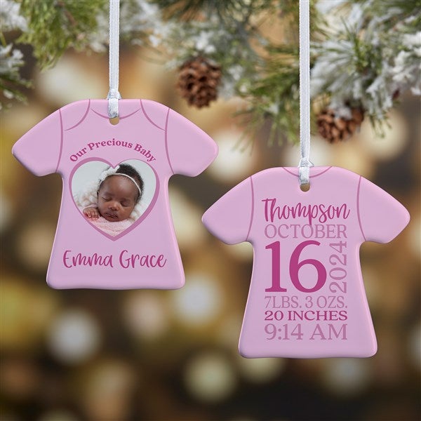 Baby Birth Info Personalized Photo T-Shirt Ornament - 49288