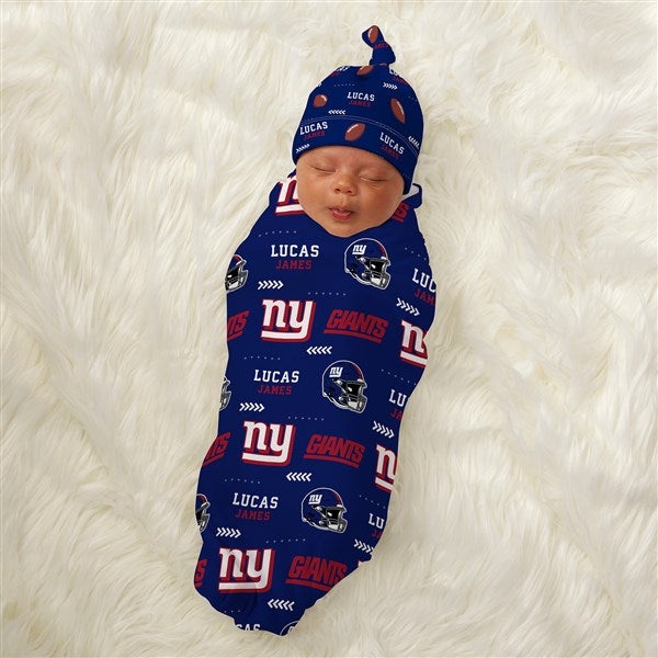 NFL New York Giants Personalized Baby Hat & Receiving Blanket Set  - 49295