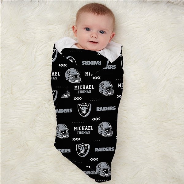 NFL Las Vegas Raiders Personalized Baby Hat & Receiving Blanket Set  - 49308