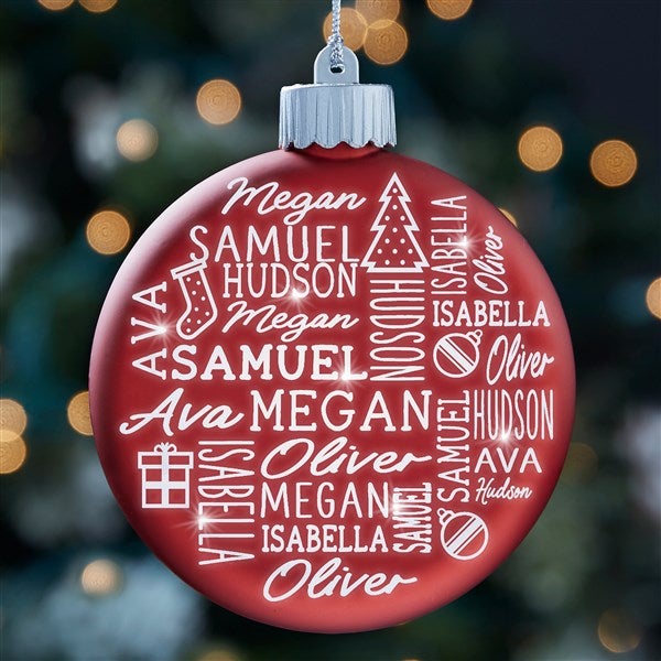 Holiday Repeating Name Personalized LED Glass Ornament - 49331