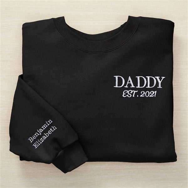 Fatherhood Date Established Embroidered Men's Sweatshirts - 49352