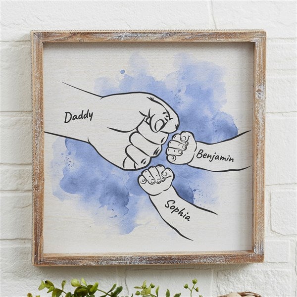Dad's Fist Bump Personalized Barnwood Frame Wall Art - 49354