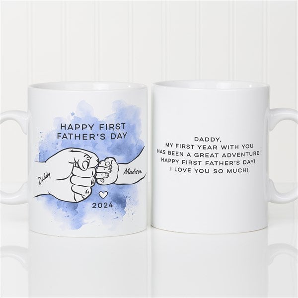 First Father's Day Fist Bump Personalized Oversized Coffee Mug  - 49359