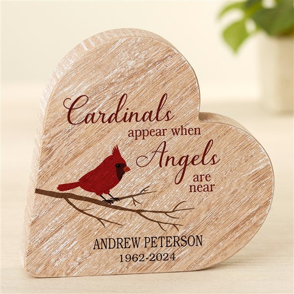 Cardinal Memorial Personalized Wooden Heart Keepsake - 49425