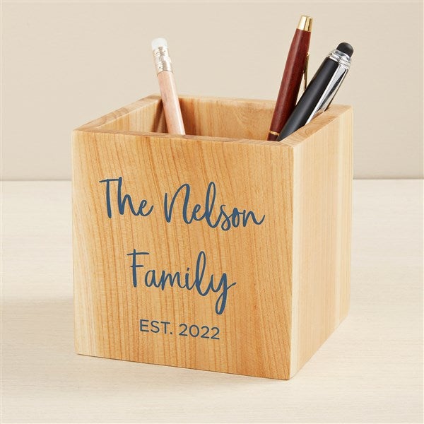 Seasonally Script Personalized Wooden Pencil Holder - 49462