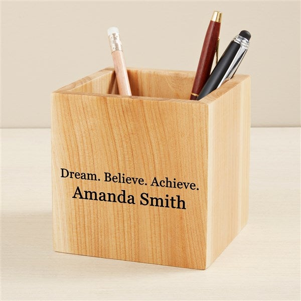 Inspirational Quotes Personalized Wooden Pencil Holder - 49467