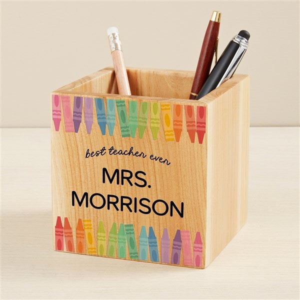 Color Crayon Personalized Wooden Pencil Holder - 49468