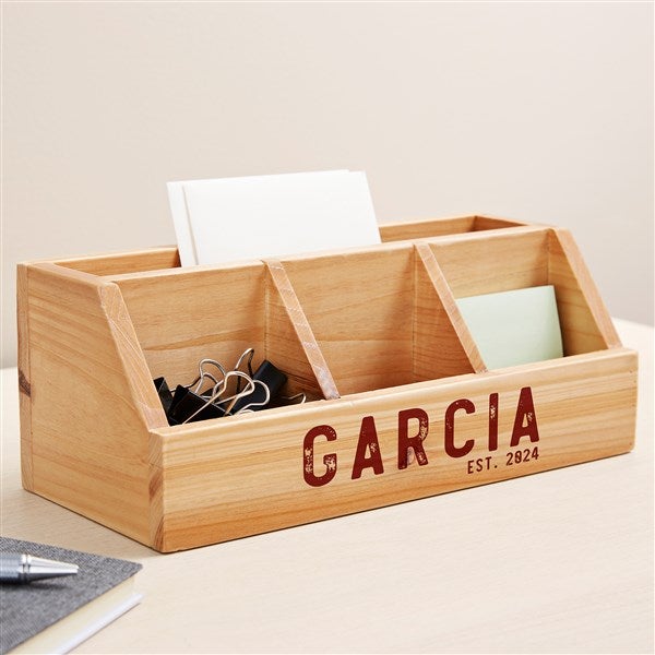 Rustic Name Personalized Wood Desk Organizer  - 49475