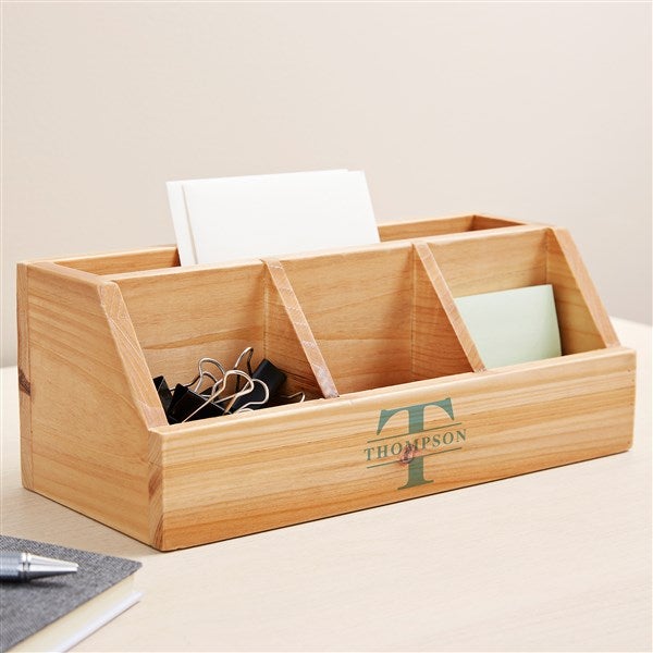 Lavish Last Name Personalized Wood Desk Organizer  - 49477