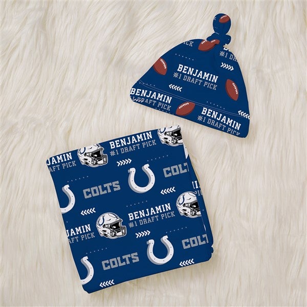 NFL Indianapolis Colts Personalized Baby Hat & Receiving Blanket Set