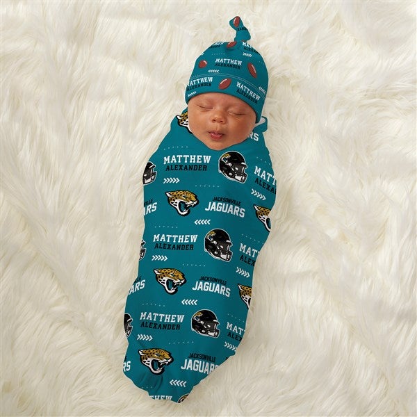 NFL Jacksonville Jaguars Personalized Baby Hat & Receiving Blanket Set  - 49493