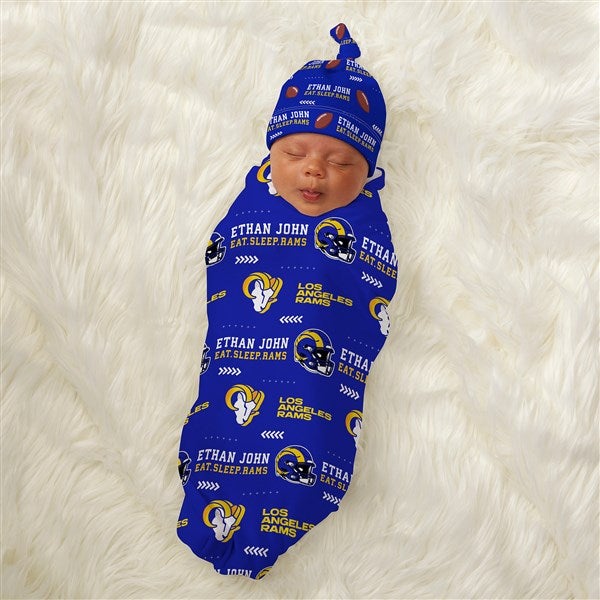 NFL Los Angeles Rams Personalized Baby Hat & Receiving Blanket Set  - 49499