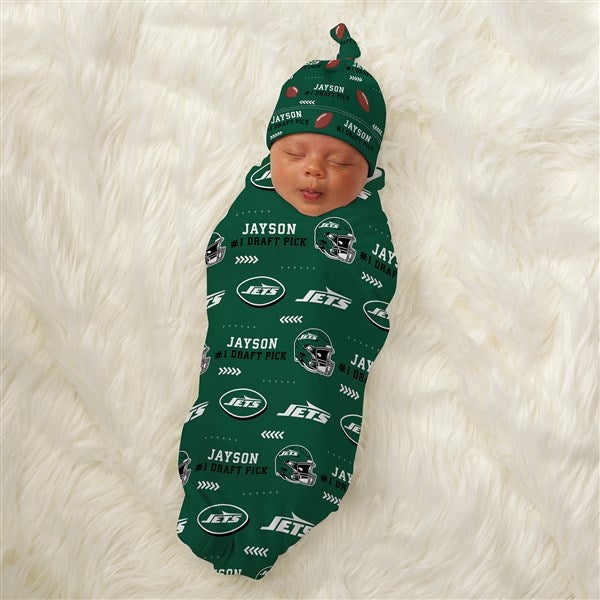 NFL New York Jets Personalized Baby Hat & Receiving Blanket Set - 49501