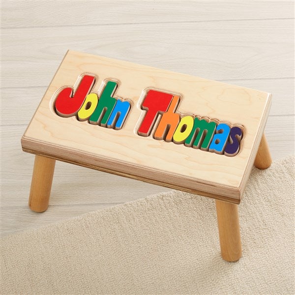 Rainbow Name Personalized Wood Puzzle Stools - 49505D