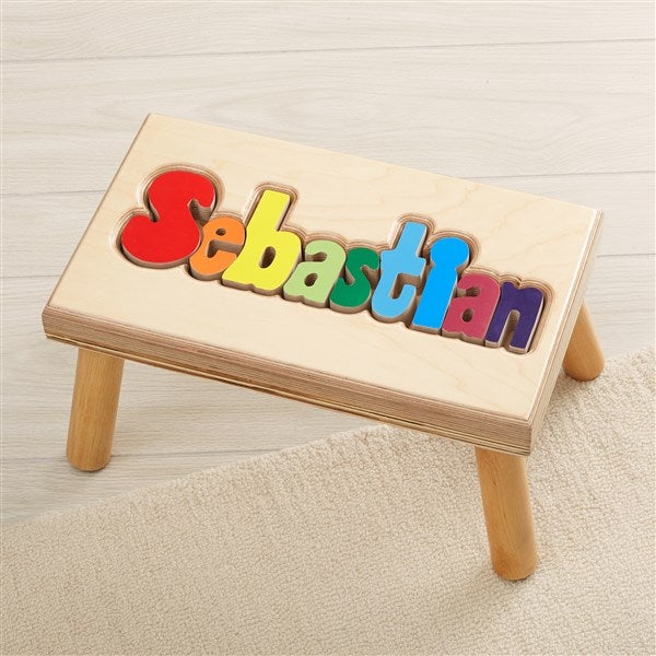 Rainbow Name Personalized Wood Puzzle Stools - 49505D