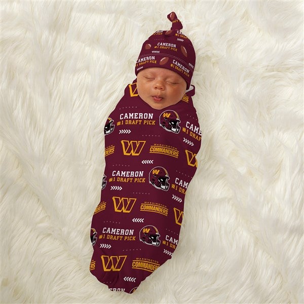 NFL Washington Commanders Personalized Baby Hat & Receiving Blanket Set  - 49506