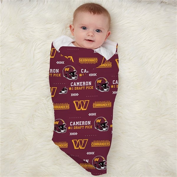 NFL Washington Commanders Personalized Baby Hat & Receiving Blanket Set  - 49506