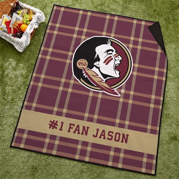 NCAA FSU Seminoles Personalized Plaid Picnic Blanket - 49518