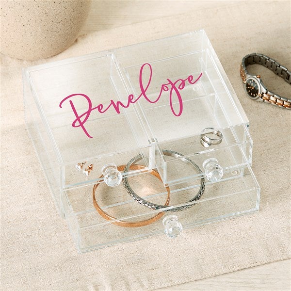 Trendy Script Personalized Acrylic Jewelry Box - 49527