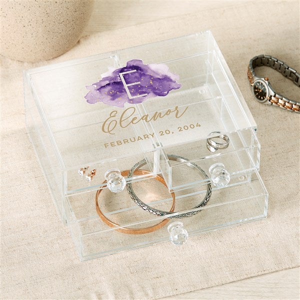 Birthstone Color Personalized Acrylic Jewelry Box - 49535