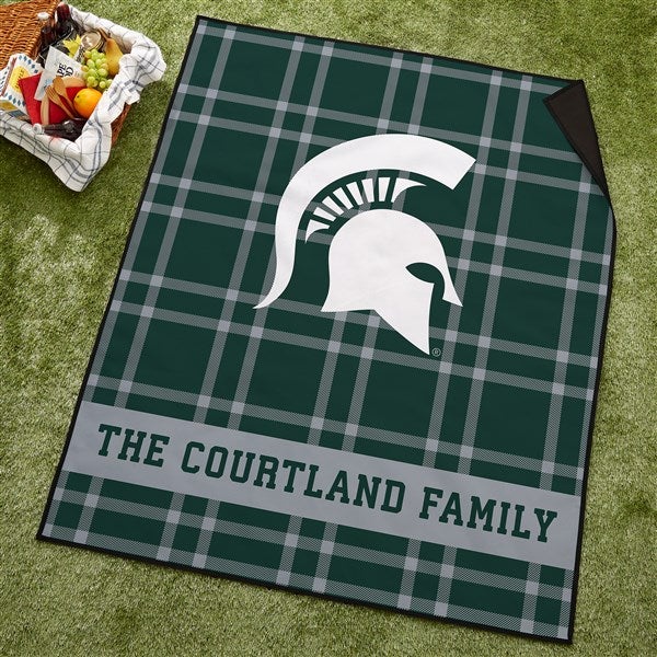 NCAA Michigan State Spartans Personalized Plaid Picnic Blanket - 49537