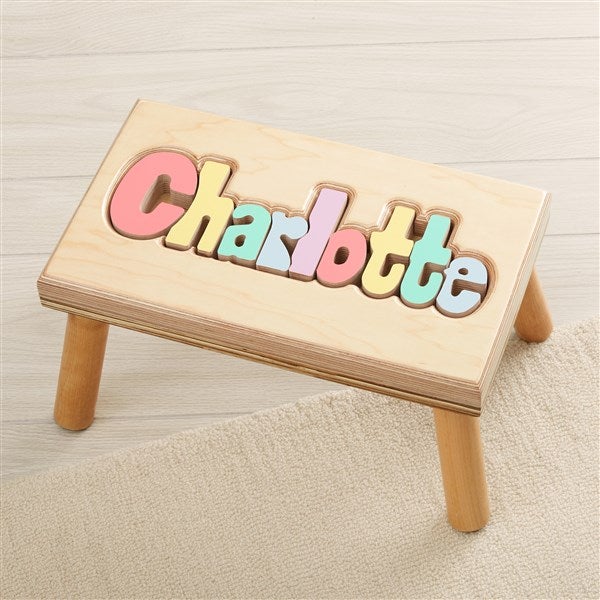 Pastel Name Personalized Wood Puzzle Stools - 49538D