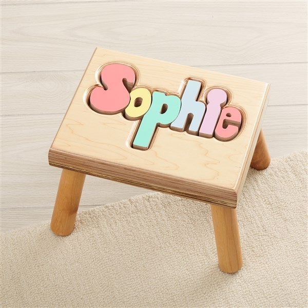 Pastel Name Personalized Wood Puzzle Stools - 49538D