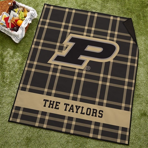 NCAA Purdue Boilermakers Personalized Plaid Picnic Blanket - 49539