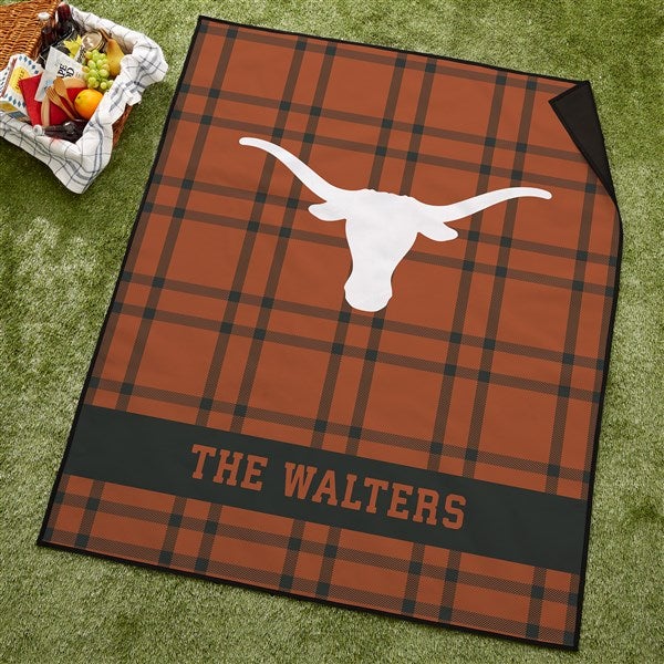 NCAA Texas Longhorns Personalized Plaid Picnic Blanket - 49544