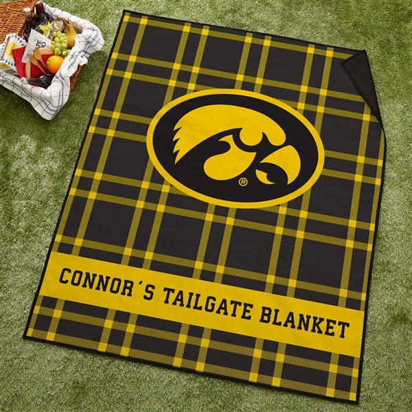 NCAA Iowa Hawkeyes Personalized Plaid Picnic Blanket - 49550