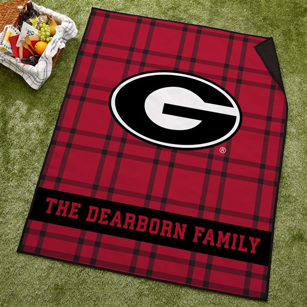 NCAA Georgia Bulldogs Personalized Plaid Picnic Blanket - 49563