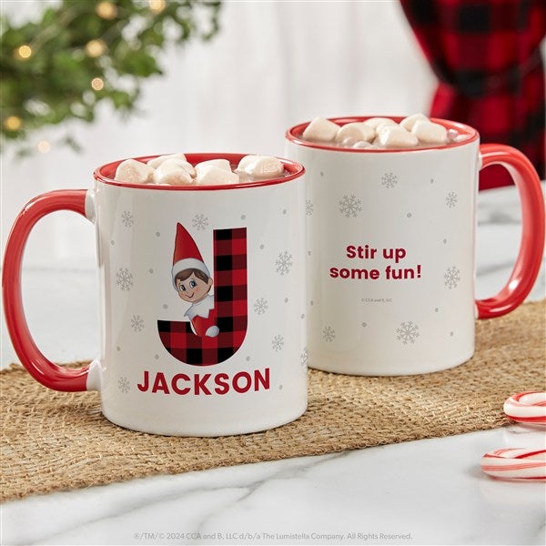 The Elf on the Shelf Plaid Personalized Christmas Mugs - 49574