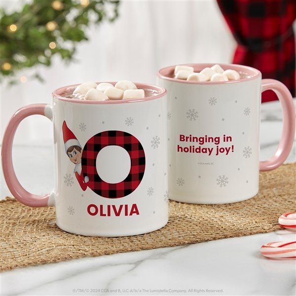 The Elf on the Shelf® Plaid Personalized Christmas Mugs - 49574